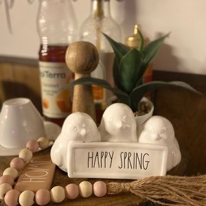 🌈Rae Dunn HAPPY EASTER 3 Chicks Spring Farmhouse Decor Ceramic